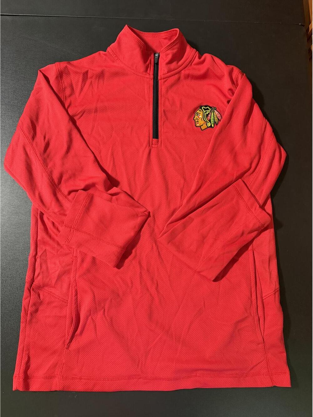 Chicago Blackhawks NHL Red Quarter-Zip Pullover Men's Medium 38/40